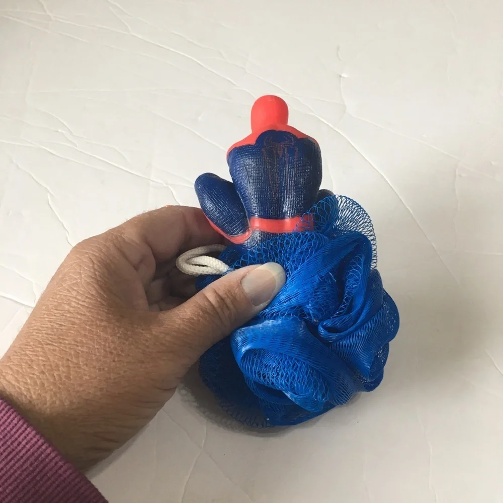Spiderman Red & Blue Kids Bath Toy with Mesh Scrubber